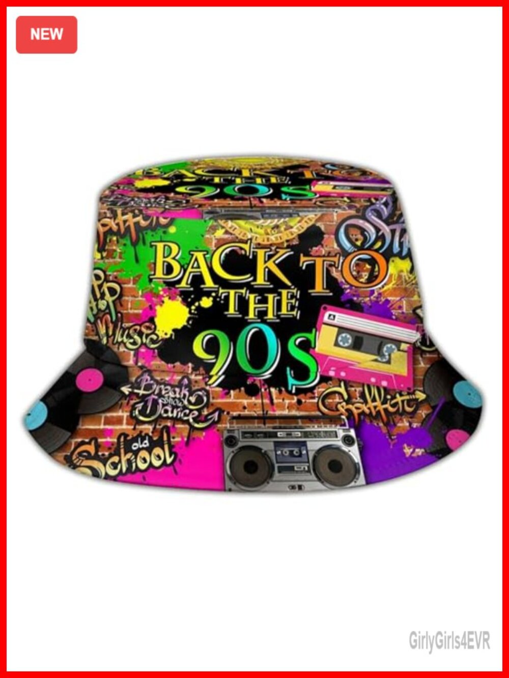 Retro 90s Bucket Hat Unisex Polyester Twill Packable Sun Cap Rave Party Outdoor